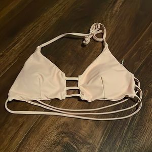 like a light rose gold color; tie bikini.